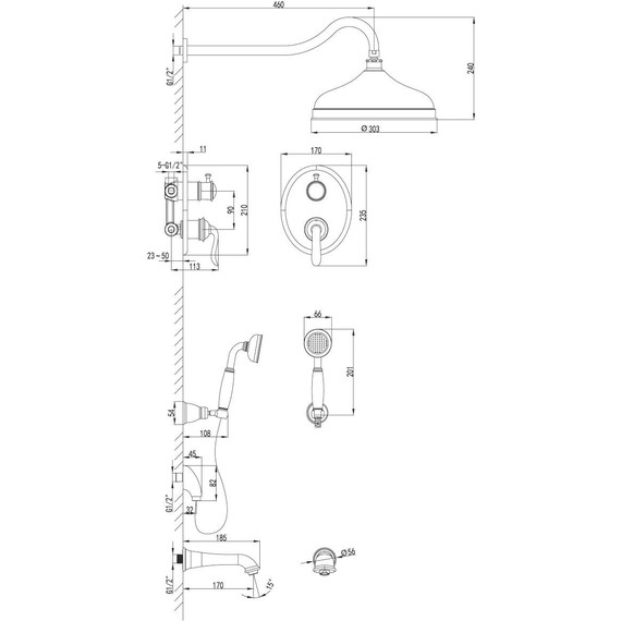 Душевая система для ванны Lemark Brava LM4722G, золото - 2 Душевая система для ванны Lemark Brava LM4722G, золото фото 2