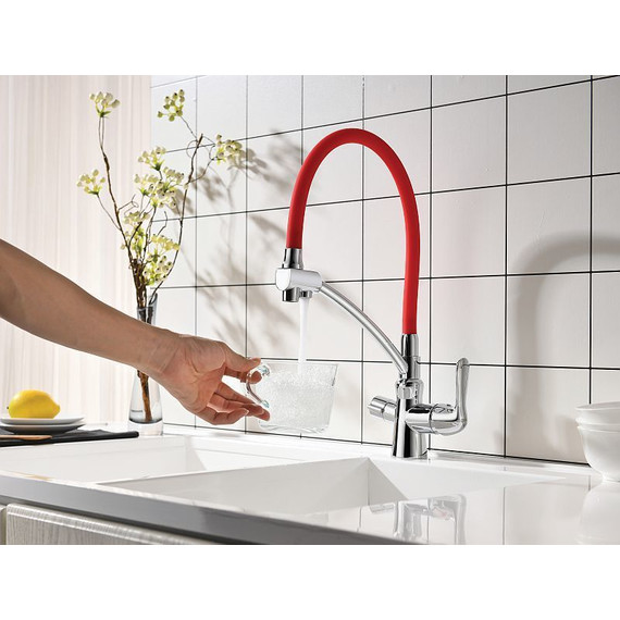 Смеситель для кухни Lemark Comfort LM3070C-Red, хром/красный фото 2