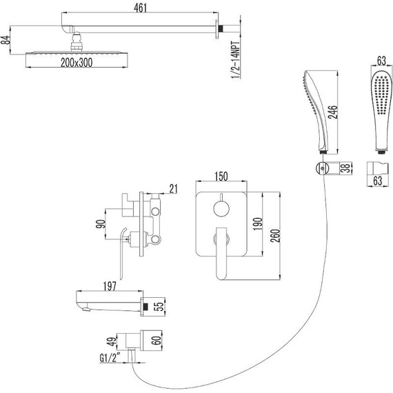 Душевая система для ванны Lemark Melange LM4922CW, хром/белый - 2 Душевая система для ванны Lemark Melange LM4922CW, хром/белый фото 2
