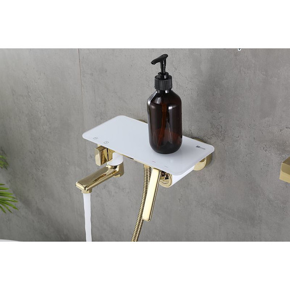 Смеситель для ванны Lemark Mista LM6414WG, белый/золото фото 3