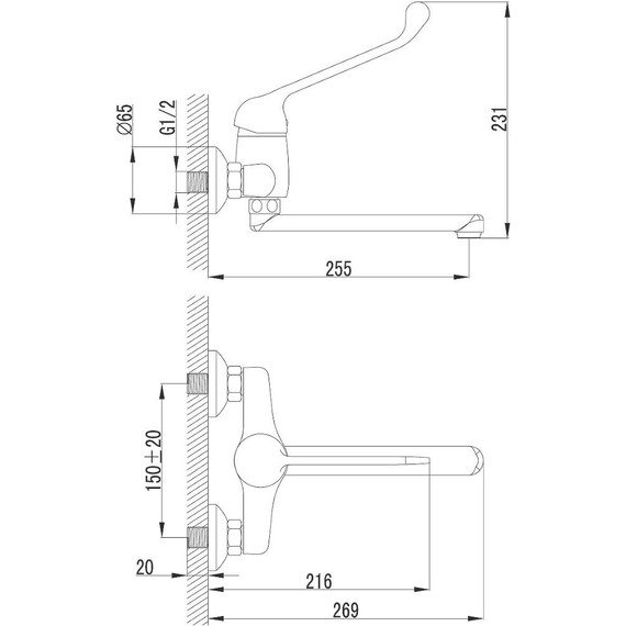 Смеситель для кухни/раковины с локтевой (хирургической) ручкой Lemark Project LM4611C фото 2