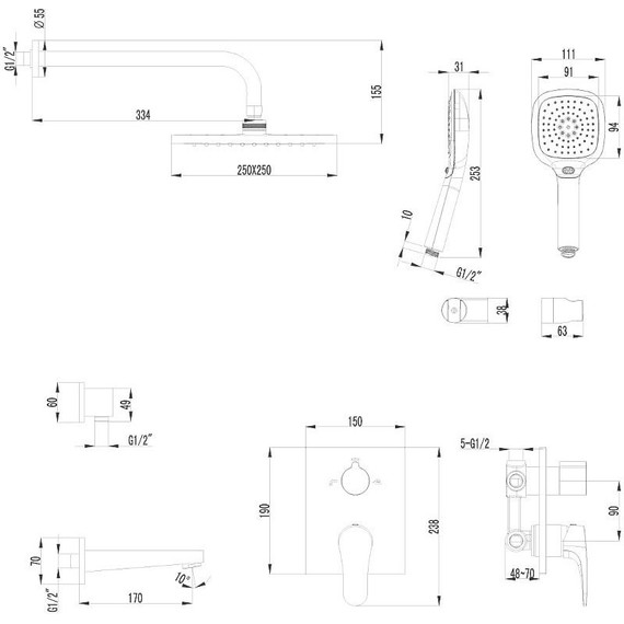 Душевая система для ванны Lemark Shift LM4322C - 2 Душевая система для ванны Lemark Shift LM4322C фото 2