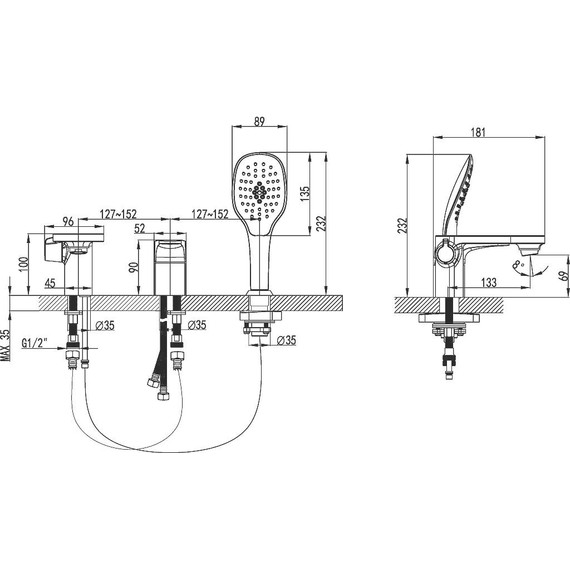Смеситель для ванны Lemark Shift LM4347C фото 2