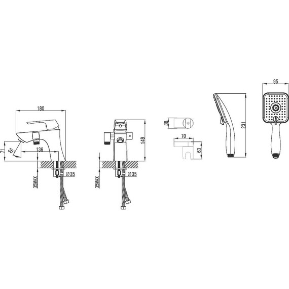 Смеситель для ванны Lemark Unit LM4515C - 2 Смеситель для ванны Lemark Unit LM4515C фото 2