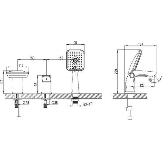 Смеситель для ванны Lemark Unit LM4545C - 2 Смеситель для ванны Lemark Unit LM4545C фото 2