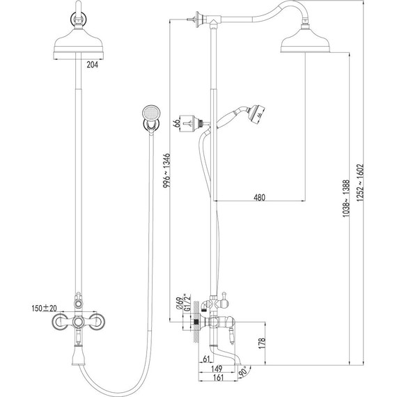 Душевая стойка для ванны Lemark Villa LM4862B, бронза - 4 Душевая стойка для ванны Lemark Villa LM4862B, бронза фото 4
