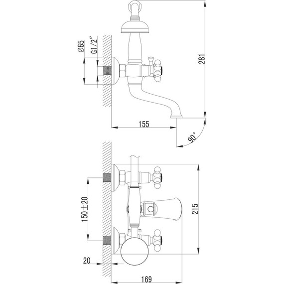 Смеситель для ванны Lemark Vintage LM2812B, бронза фото 6