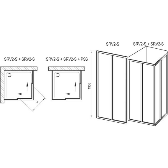 Душевое ограждение Ravak Supernova SRV2-S+SRV2-S 80х90 см 14V403O2ZG+14V703O2ZG чёрный/матовое фото 3