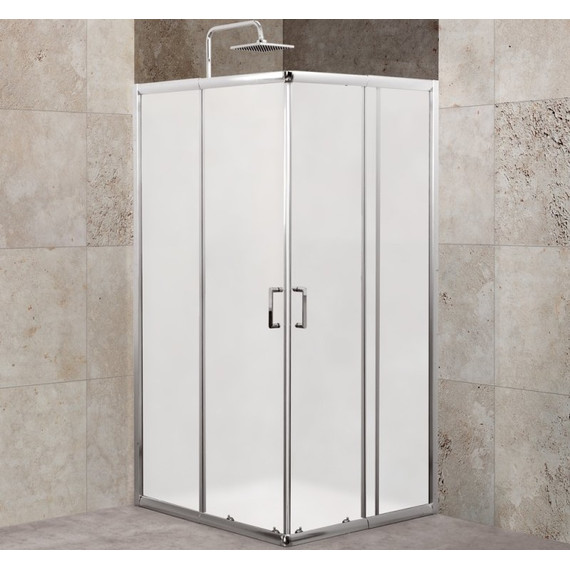 Душевое ограждение BelBagno 85-100x85-100 см UNIQUE-A-2-85/100-M-Cr, хром/текстурное, Цвет стекла: матовое, Размер - мм: 850х850 фото 
