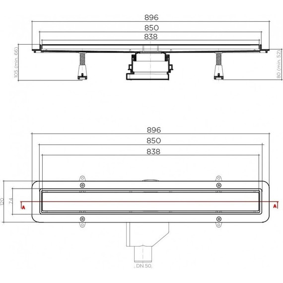 Трап Pestan (BETTOSERB) Betto Net Line 85 см 13702519, матовый хром (под плитку), Цвет производителя: хром матовый, Размер трапа: 850 фото 7