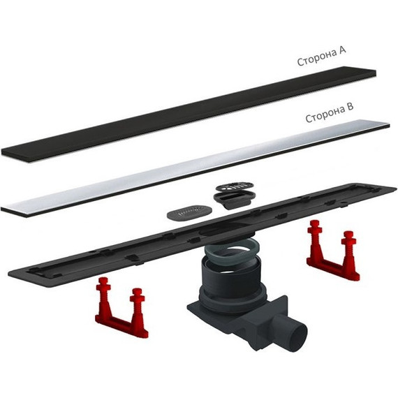 Трап Pestan (BETTOSERB) Confluo Frameless Line Black Glass 95 см 13701207, хром/черный, Цвет производителя: хром, чёрный, Размер трапа: 950 фото 