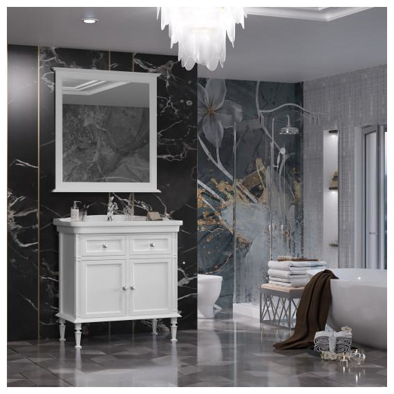 Зеркало Opadiris Кантара 85 см, белый матовый фото 2