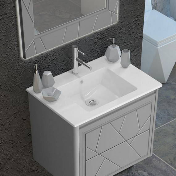 Тумба подвесная с раковиной Opadiris Луиджи 70 см, серый матовый (раковина Ibiza 70, цвет белый) фото 3