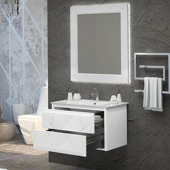 Тумба подвесная с раковиной Opadiris Луиджи 70 см, белый матовый (раковина Ibiza 70, цвет белый) фото 6