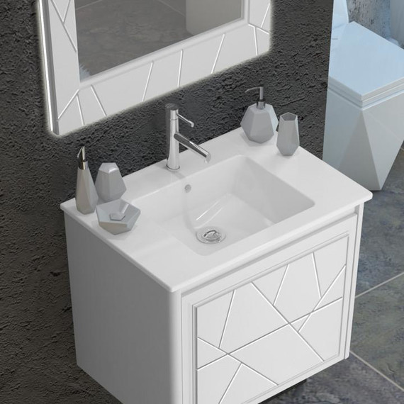 Тумба подвесная с раковиной Opadiris Луиджи 70 см, белый матовый (раковина Ibiza 70, цвет белый) фото 3