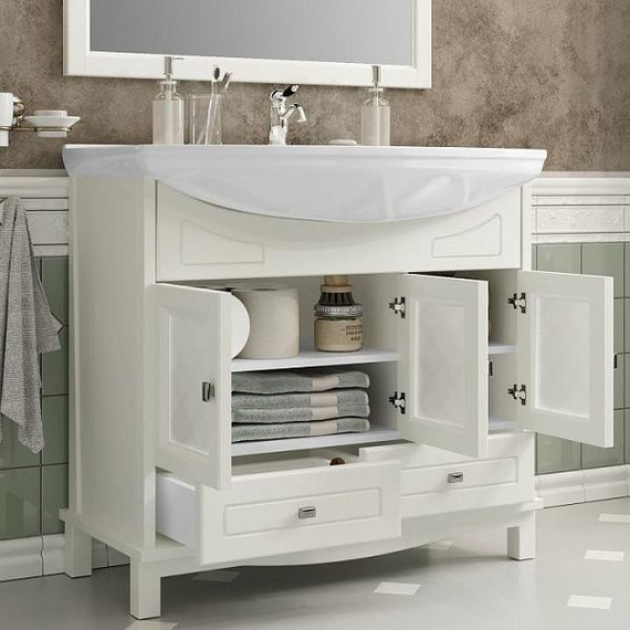 Тумба напольная с раковиной Opadiris Омега 85 см, слоновая кость фото 7