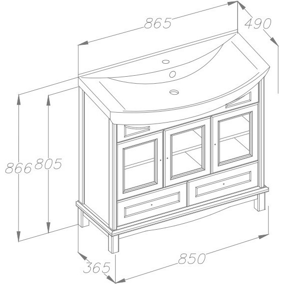 Тумба напольная с раковиной Opadiris Омега 85 см, слоновая кость фото 11