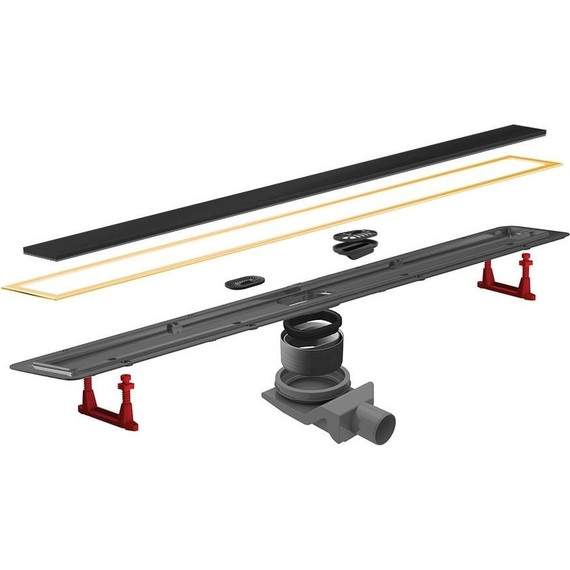 Трап Pestan (BETTOSERB) Confluo Premium Black Glass Line Gold 85 см 13100118, нержавеющая сталь/стекло, золото/черный, Цвет производителя: чёрный, золото, Размер трапа: 850 фото 2