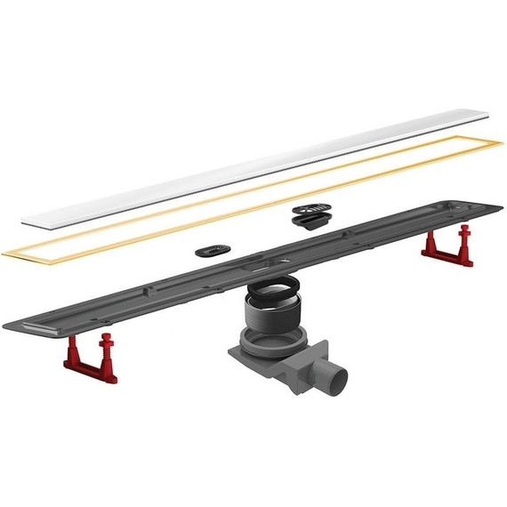 Трап Pestan (BETTOSERB) Confluo Premium White Glass Line Gold 95 см 13100126, нержавеющая сталь/стекло, золото/белый, Цвет производителя: белый, золото, Размер трапа: 950 фото 2