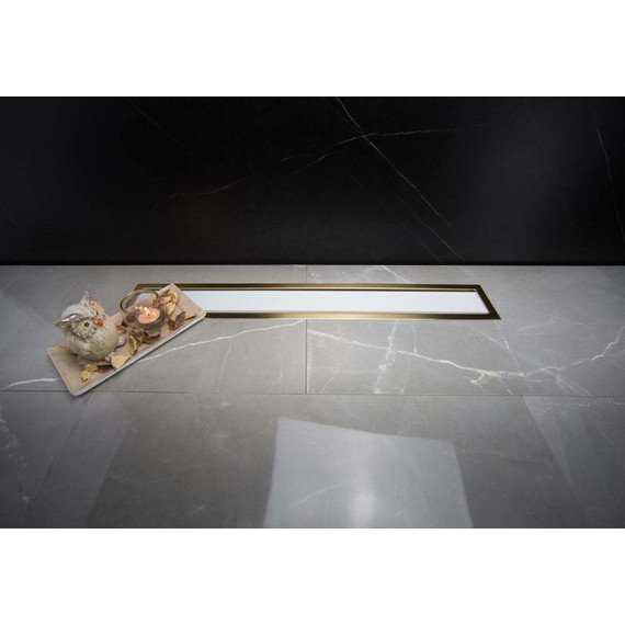 Трап Pestan (BETTOSERB) Confluo Premium White Glass Line Gold 95 см 13100126, нержавеющая сталь/стекло, золото/белый, Цвет производителя: белый, золото, Размер трапа: 950 фото 7