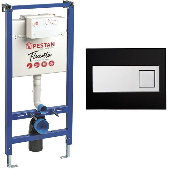 Инсталляция для унитаза Pestan Fluenta SET40006356DB (кнопка Diamond черная) фото 