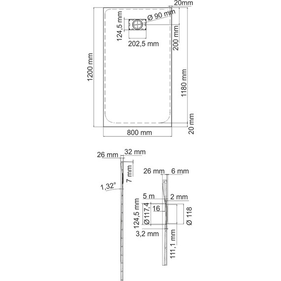 Поддон SMC WasserKraft Elbe 120x80 см 74T06, чёрный - 2 Поддон SMC WasserKraft Elbe 120x80 см 74T06, чёрный фото 2