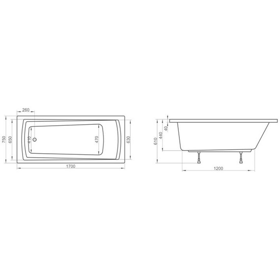 Ванна акриловая Ravak Set Domino Plus 170x75 см 70508015 (комплект с панелью) фото 3