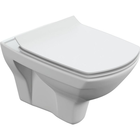 Унитаз подвесной Cersanit Carina Xl Clean On Dpl Eo Slim MZ-CARINA-XL-COn-S-DL-E с крышкой микролифт фото 