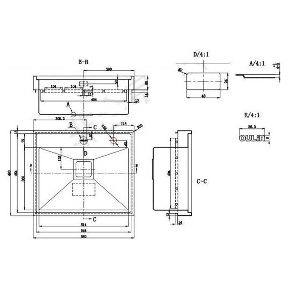 Кухонная мойка Oulin OL-G6101 1.2 мм, сатин фото 3