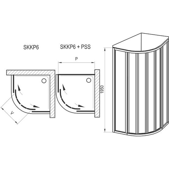 Душевое ограждение Ravak Supernova SKKP6 90 см 3207O302Z1 чёрный/прозрачное фото 4