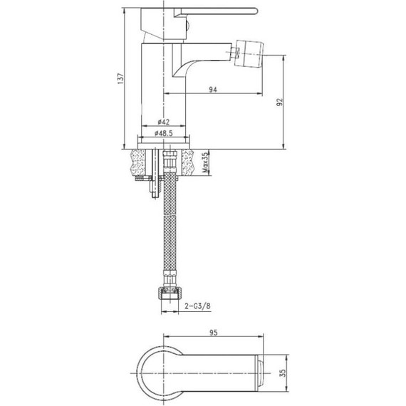 Смеситель для биде Cersanit Brasko 63023, Цвет производителя: хром - 11 Смеситель для биде Cersanit Brasko 63023, Цвет производителя: хром фото 11