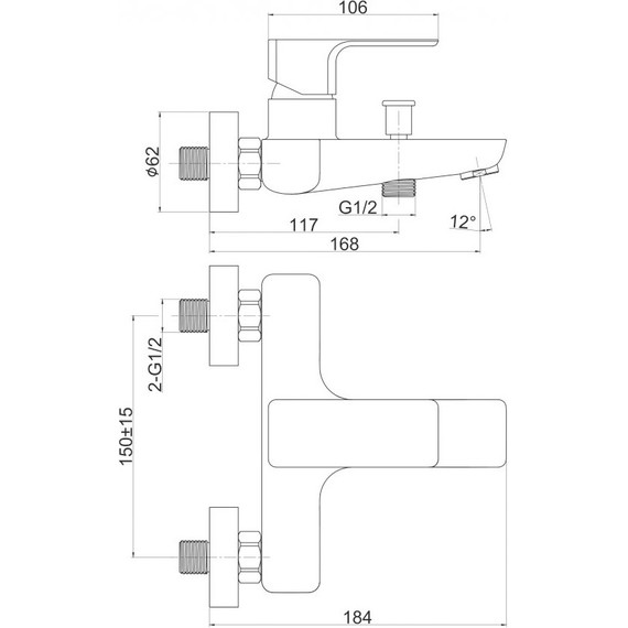 Смеситель для ванны Cersanit Geo А63040 - 13 Смеситель для ванны Cersanit Geo А63040 фото 13