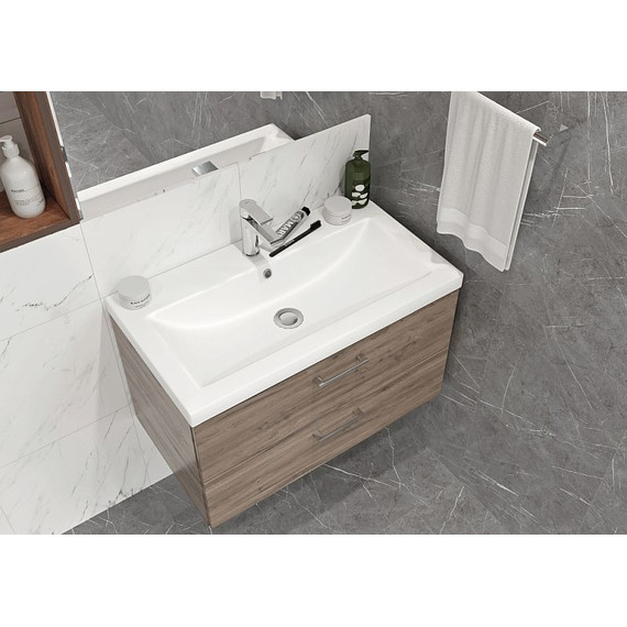 Тумба подвесная с раковиной Cersanit Lara 80 см A63416, орех фото 9