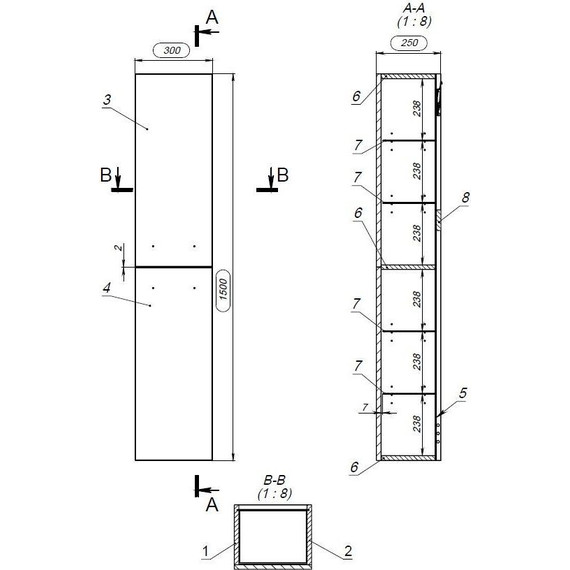 Пенал подвесной Cersanit Lara 30 см A63417, универсальный, орех фото 8
