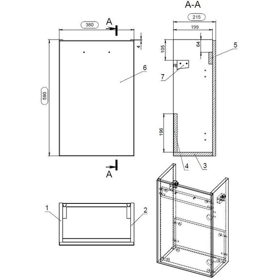 Тумба подвесная с раковиной Cersanit Lara 40 см A63420, орех фото 11