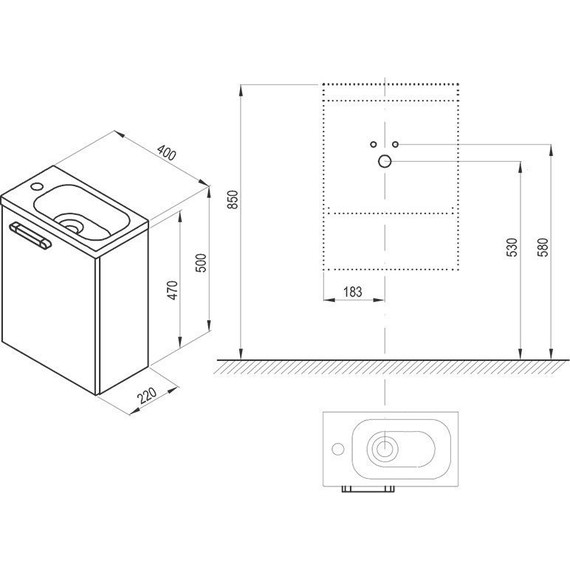 Тумба подвесная с раковиной Ravak Chrome SDU 40 см R X000000538, белый фото 8