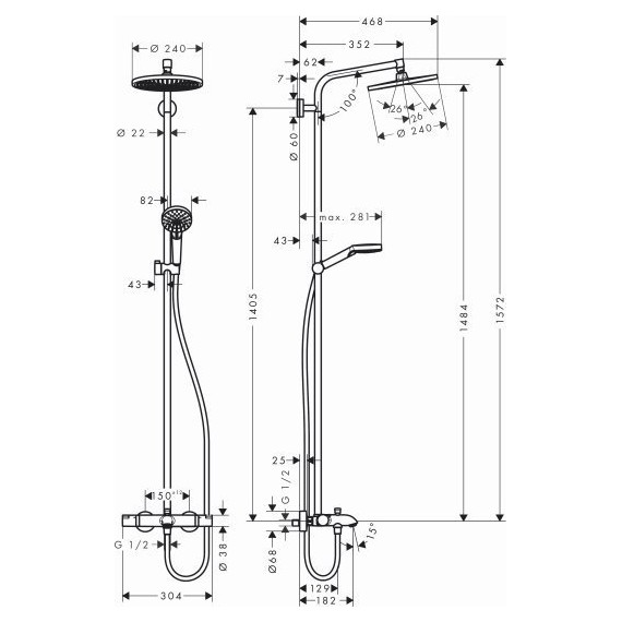 Душевая стойка Hansgrohe Crometta S 240 Showerpipe 27320000 фото 4