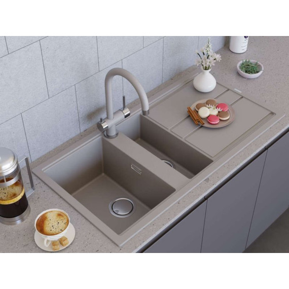 Кухонная мойка Omoikiri Kitagawa 100-2 GR 4993804, leningrad grey, Цвет производителя: Leningrad Grey фото 3