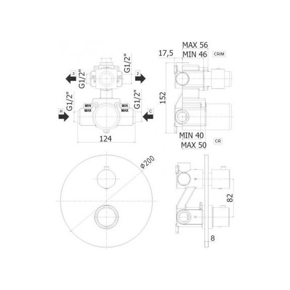 Смеситель для душа с термостатом Paffoni Light LIQ013NO, чёрный матовый фото 2
