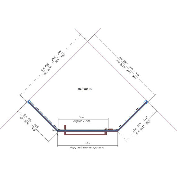 Душевое ограждение RGW HO-084G 100х100 см 350608400-16 (стекло 8 мм), золото/прозрачное фото 5