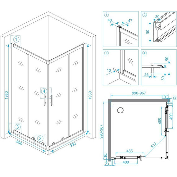 Душевое ограждение RGW HO-31 100х100 см 03063100-11 (стекло 8 мм), хром/прозрачное - 3 Душевое ограждение RGW HO-31 100х100 см 03063100-11 (стекло 8 мм), хром/прозрачное фото 3