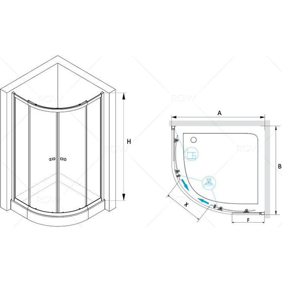 Душевое ограждение RGW CL-51 90x90 см 04095199-11, хром/прозрачное - 3 Душевое ограждение RGW CL-51 90x90 см 04095199-11, хром/прозрачное фото 3