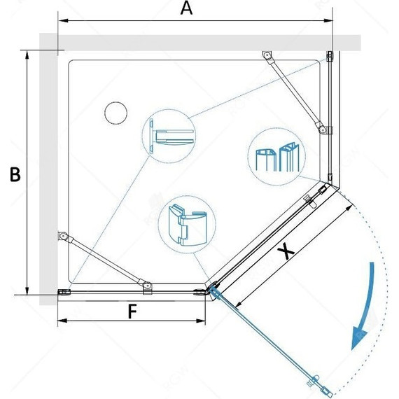 Душевое ограждение RGW HO-082 120x120 см 350608222-11 (стекло 8 мм), хром/прозрачное фото 3