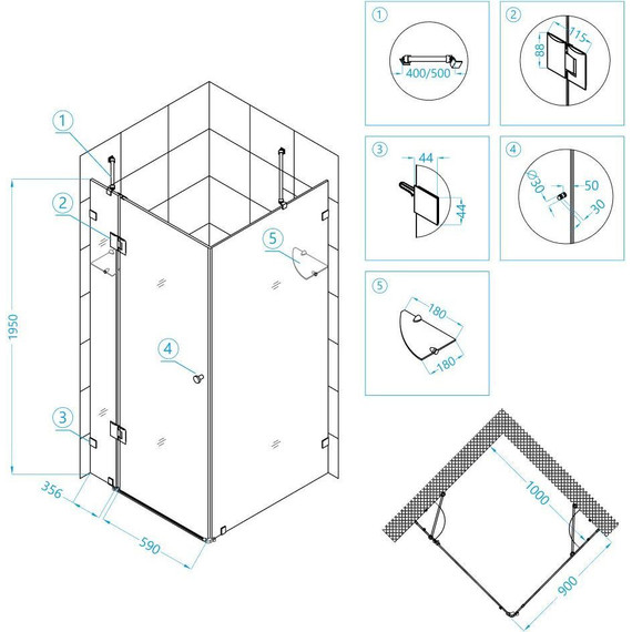 Душевое ограждение RGW HO-44 100х90 см 01064490-11 (стекло 8 мм), хром/прозрачное фото 3