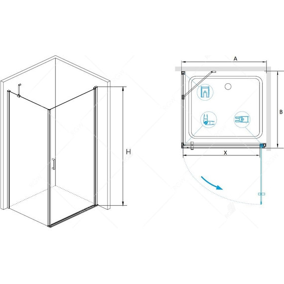 Душевое ограждение RGW LE-34 90х80 см 06123498-11, хром/прозрачное фото 3