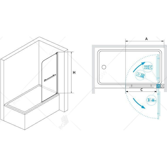 Шторка для ванны RGW SC-02 80 см 03110208-11 (стекло 8 мм), хром/прозрачное фото 3