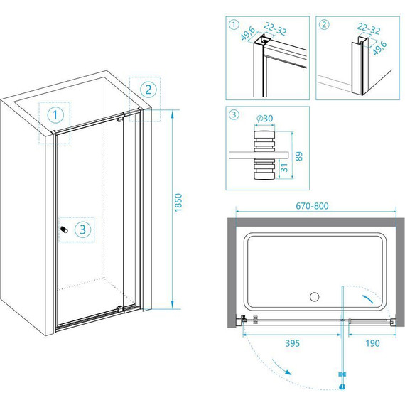 Душевая дверь RGW PA-02 70 см 04080207-11, хром/прозрачное - 5 Душевая дверь RGW PA-02 70 см 04080207-11, хром/прозрачное фото 5