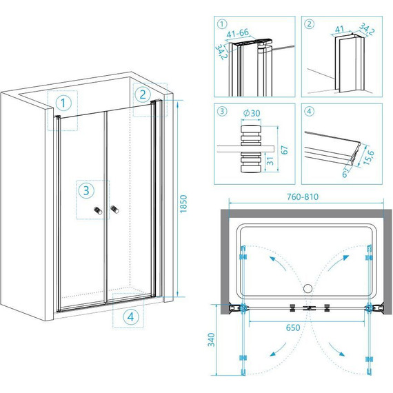 Душевая дверь RGW PA-04 80 см 04080408-11, хром/прозрачное - 4 Душевая дверь RGW PA-04 80 см 04080408-11, хром/прозрачное фото 4