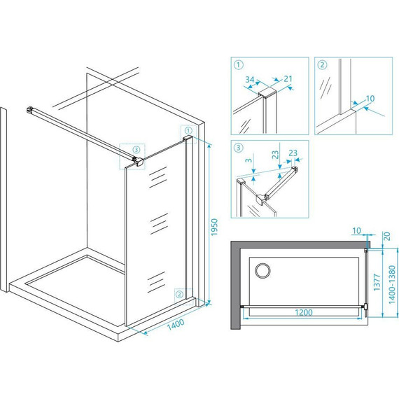Душевая перегородка RGW WA-01 140х195 см 03100114-11 (стекло 10 мм) с кронштейном в комплекте, хром/прозрачное - 5 Душевая перегородка RGW WA-01 140х195 см 03100114-11 (стекло 10 мм) с кронштейном в комплекте, хром/прозрачное фото 5
