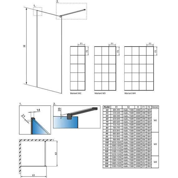 Душевая перегородка Radaway Modo New Black II Factory 90x200 см 389094-54-55 (стекло 8 мм), черный/прозрачное фото 4